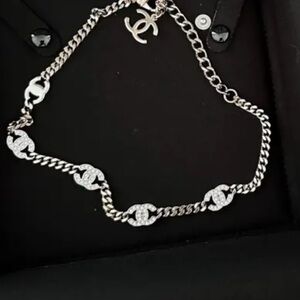 Chanel Silver Necklace with Iconic Logo